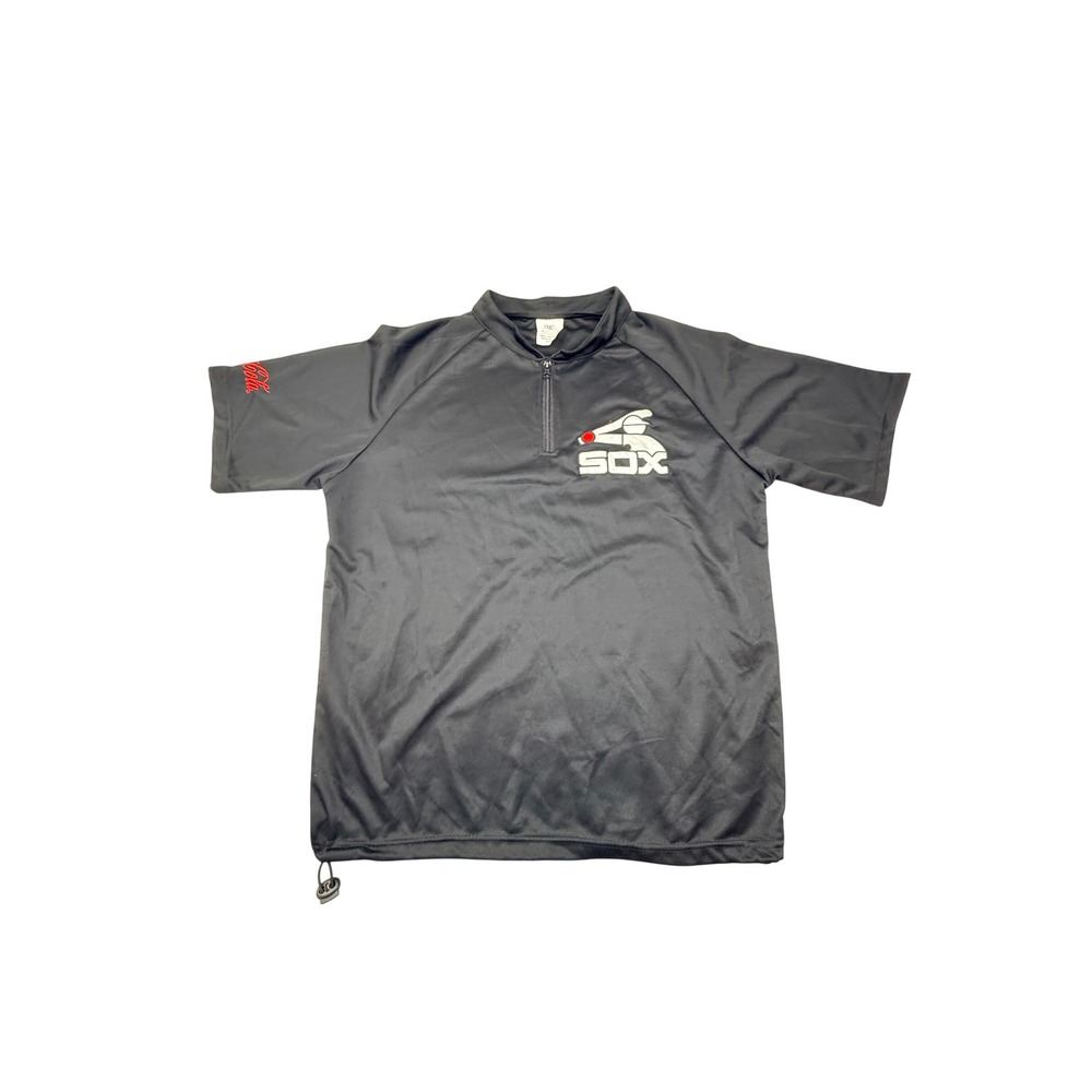 Chicago White Sox Mens Medium Black 1/4 Zip Short Sleeve Windbreaker Pullover
